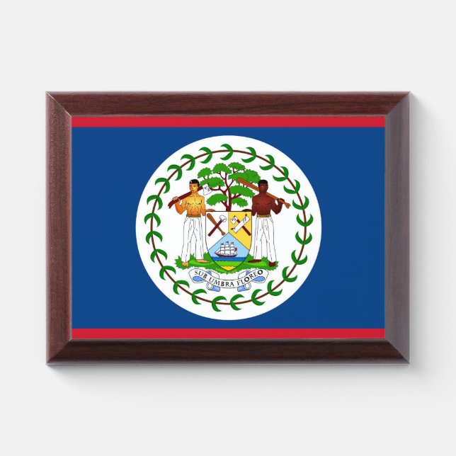 Patriotic award plaque with flag of Belize (Horizontal)