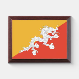Patriotic award plaque with flag of Bhutan