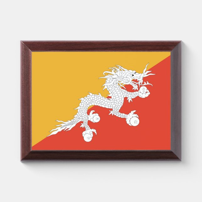 Patriotic award plaque with flag of Bhutan (Horizontal)