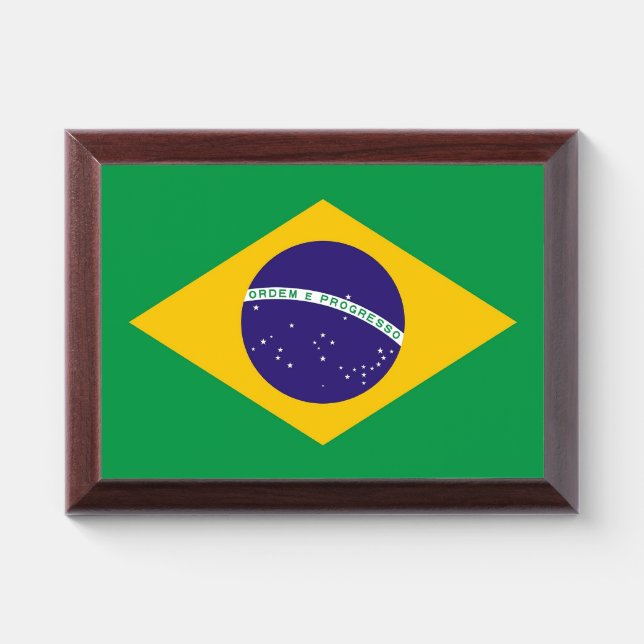 Patriotic award plaque with flag of Brazil (Horizontal)