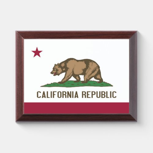 Patriotic award plaque with flag of California