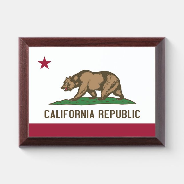 Patriotic award plaque with flag of California (Horizontal)