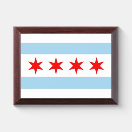 Patriotic award plaque with flag of Chicago