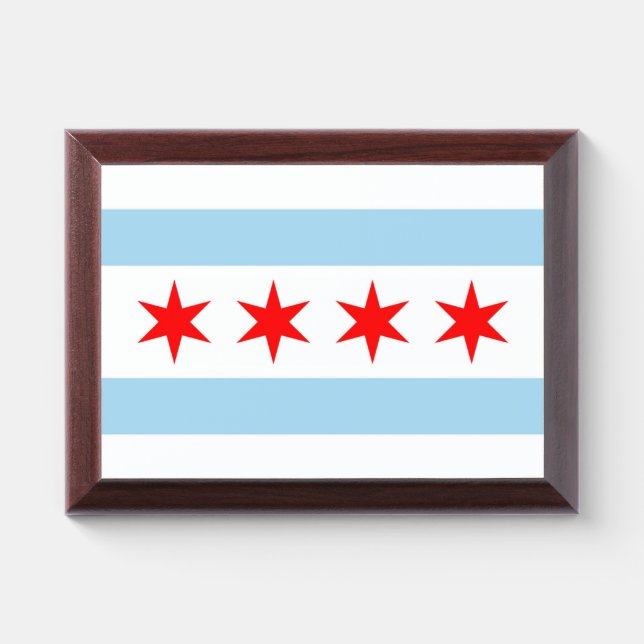 Patriotic award plaque with flag of Chicago (Horizontal)
