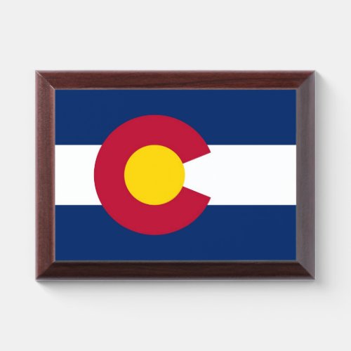 Patriotic award plaque with flag of Colorado