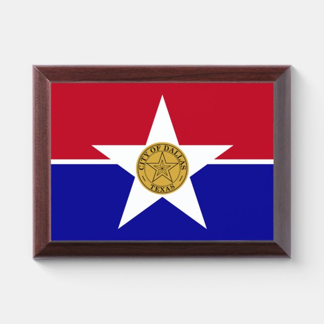Patriotic award plaque with flag of Dallas (Horizontal)