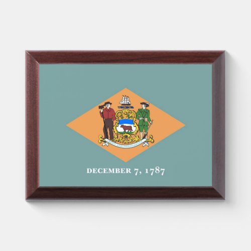 Patriotic award plaque with flag of Delaware