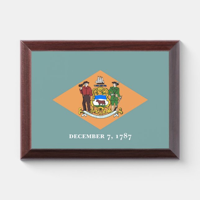 Patriotic award plaque with flag of Delaware (Horizontal)