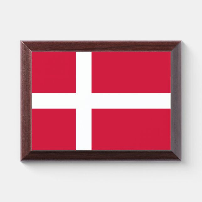 Patriotic award plaque with flag of Denmark (Horizontal)