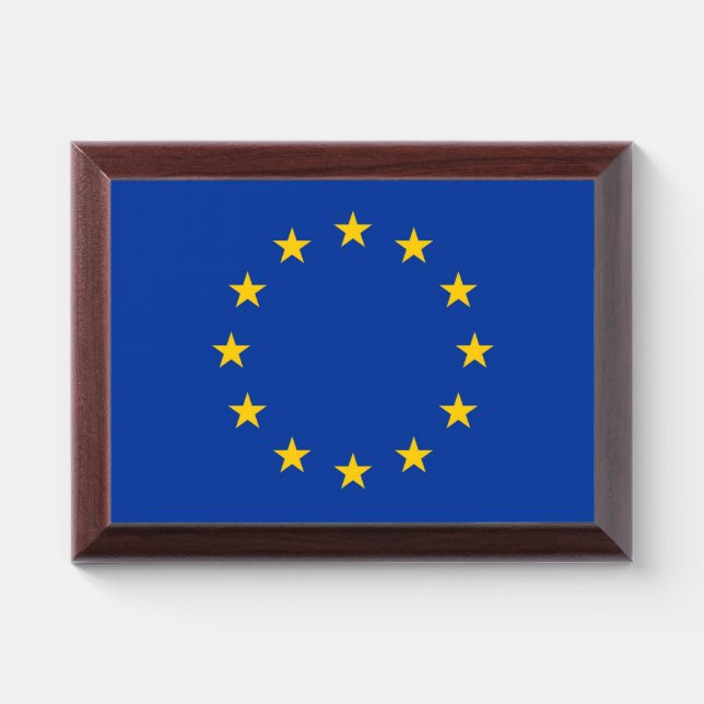Patriotic award plaque with flag of European Union (Horizontal)