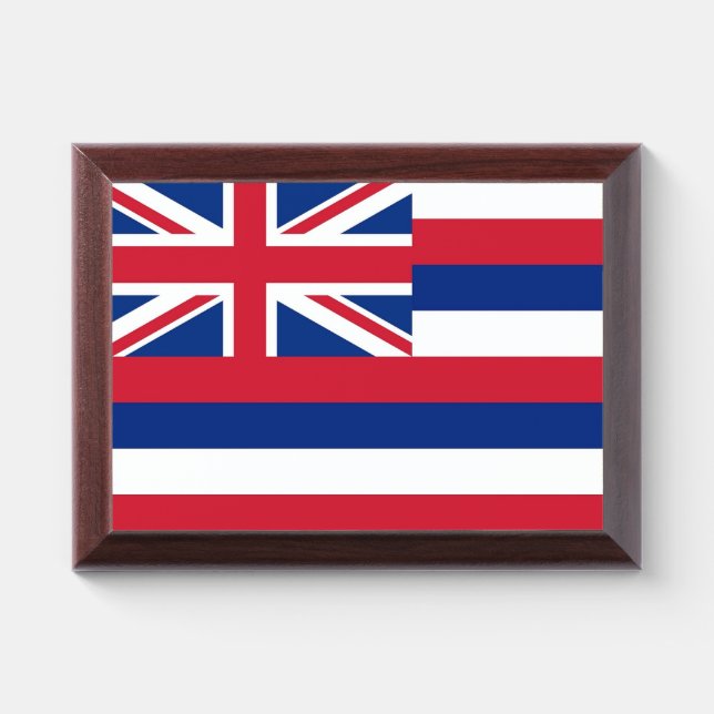Patriotic award plaque with flag of Hawaii (Horizontal)