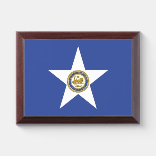 Patriotic award plaque with flag of Houston