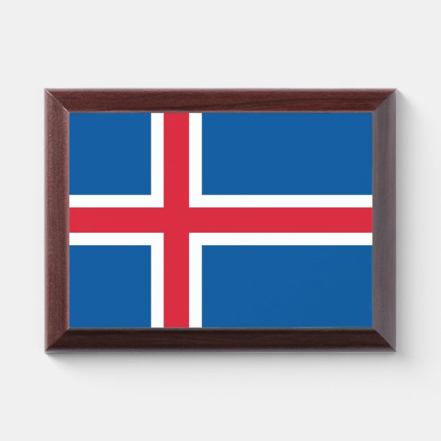 Patriotic award plaque with flag of Iceland (Horizontal)