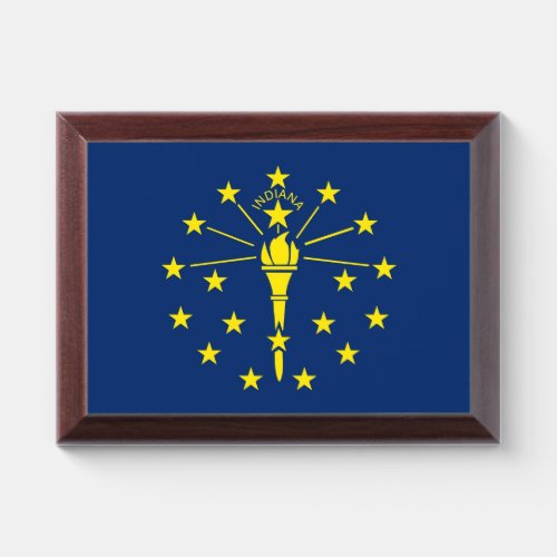 Patriotic award plaque with flag of Indiana