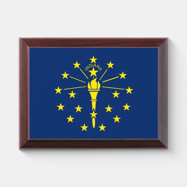 Patriotic award plaque with flag of Indiana (Horizontal)