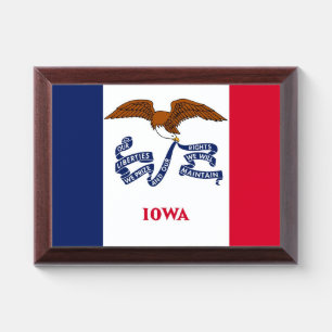 Patriotic award plaque with flag of Iowa