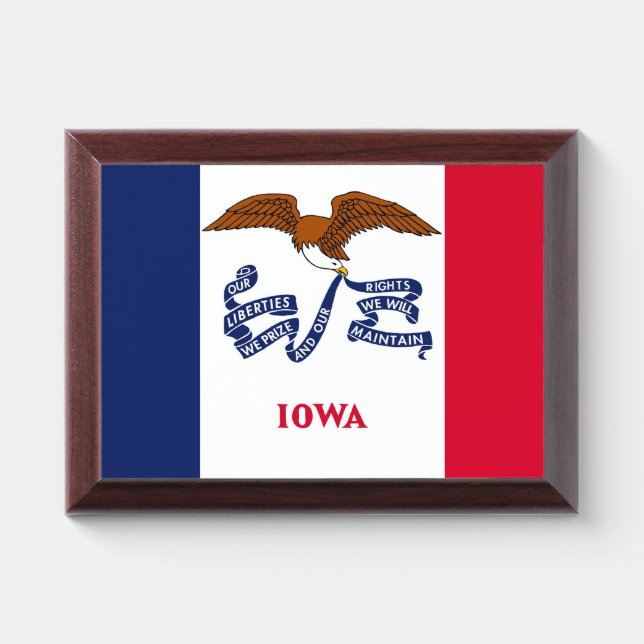 Patriotic award plaque with flag of Iowa (Horizontal)