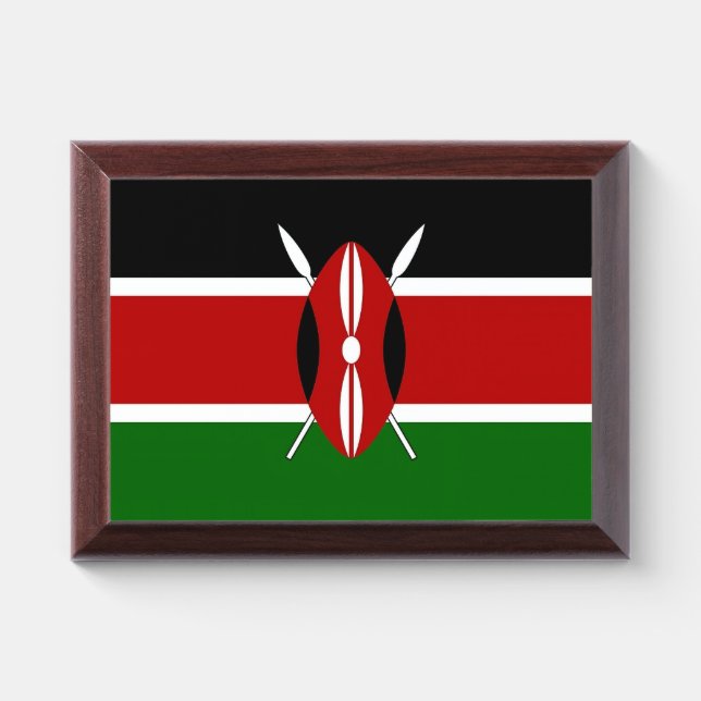 Patriotic award plaque with flag of Kenya (Horizontal)