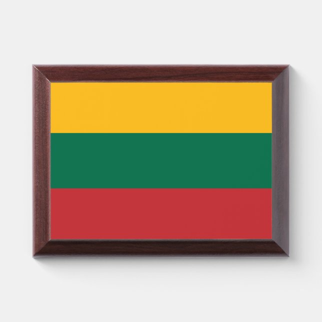 Patriotic award plaque with flag of Lithuania (Horizontal)