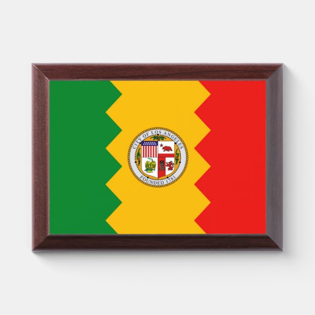 Patriotic award plaque with flag of Los Angeles (Horizontal)
