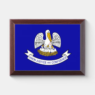 Patriotic award plaque with flag of Louisiana