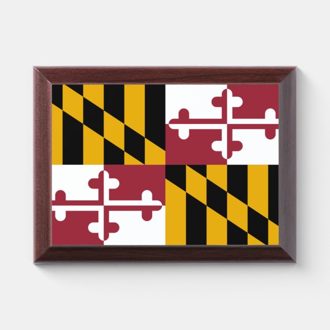 Patriotic award plaque with flag of Maryland (Horizontal)