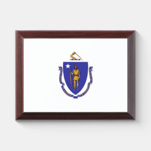 Patriotic award plaque with flag of Massachusetts