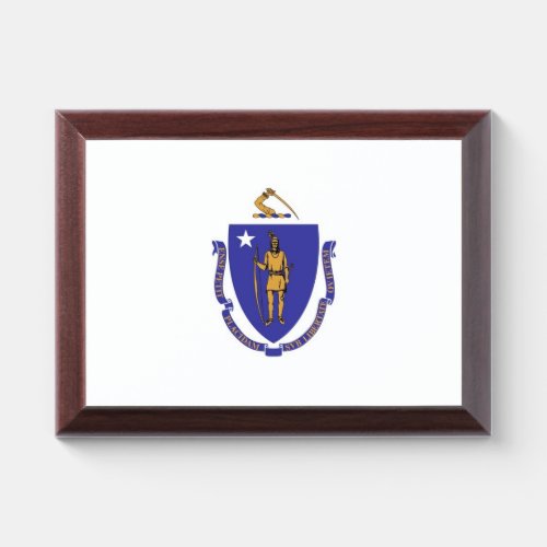 Patriotic award plaque with flag of Massachusetts