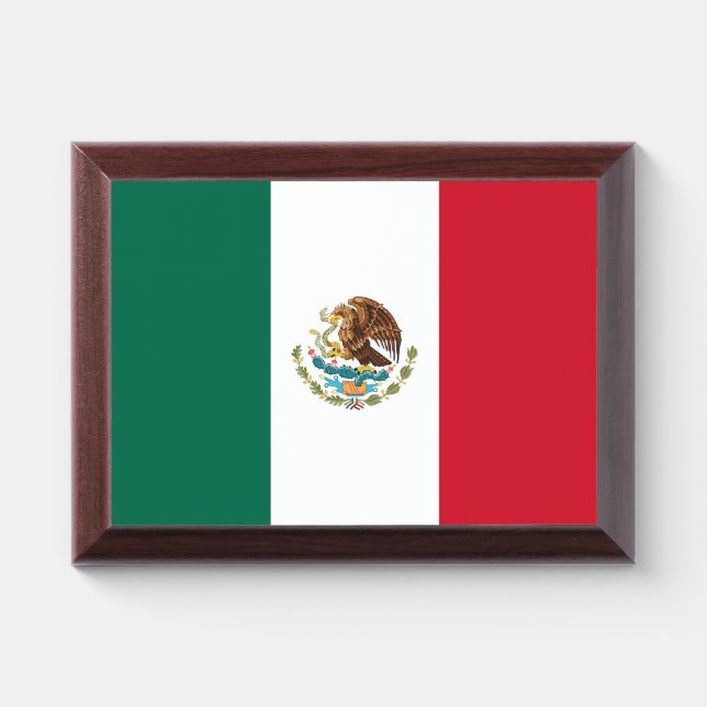 Patriotic award plaque with flag of Mexico (Horizontal)
