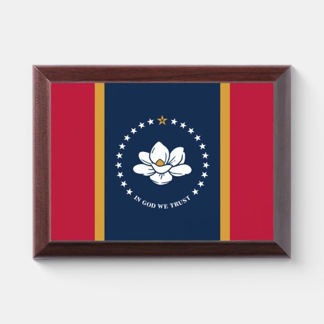 Patriotic award plaque with flag of Mississippi (Horizontal)
