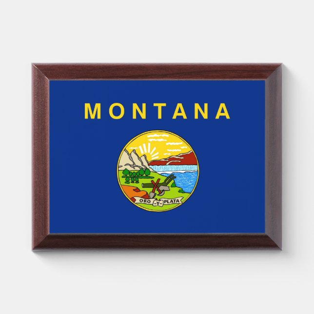Patriotic award plaque with flag of Montana (Horizontal)
