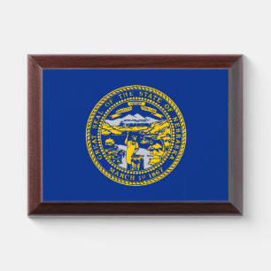 Patriotic award plaque with flag of Nebraska