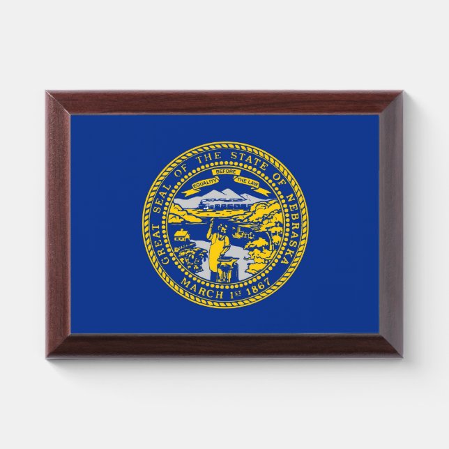 Patriotic award plaque with flag of Nebraska (Horizontal)