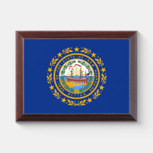 Patriotic award plaque with flag of New Hampshire