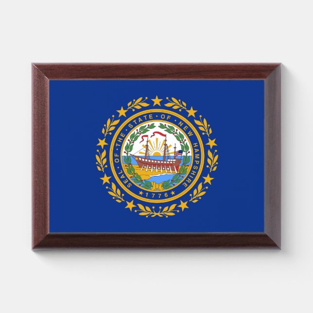 Patriotic award plaque with flag of New Hampshire (Horizontal)