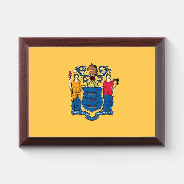 Patriotic award plaque with flag of New Jersey (Horizontal)