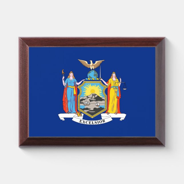 Patriotic award plaque with flag of New York (Horizontal)