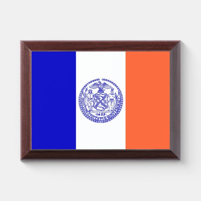 Patriotic award plaque with flag of New York City (Horizontal)