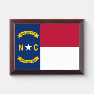 Patriotic award plaque with flag of North Carolina