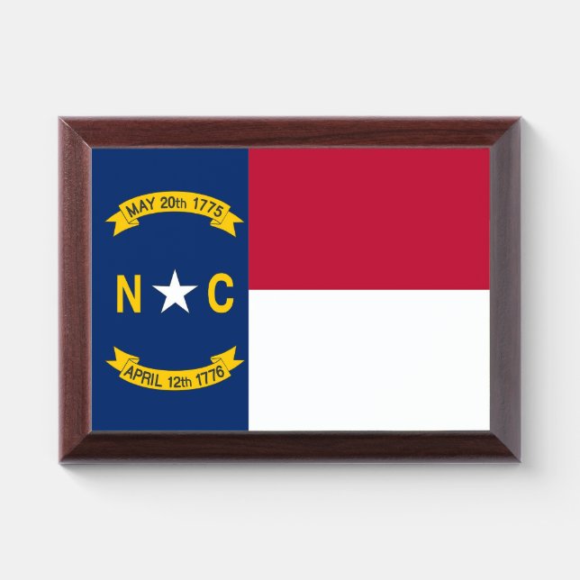 Patriotic award plaque with flag of North Carolina (Horizontal)