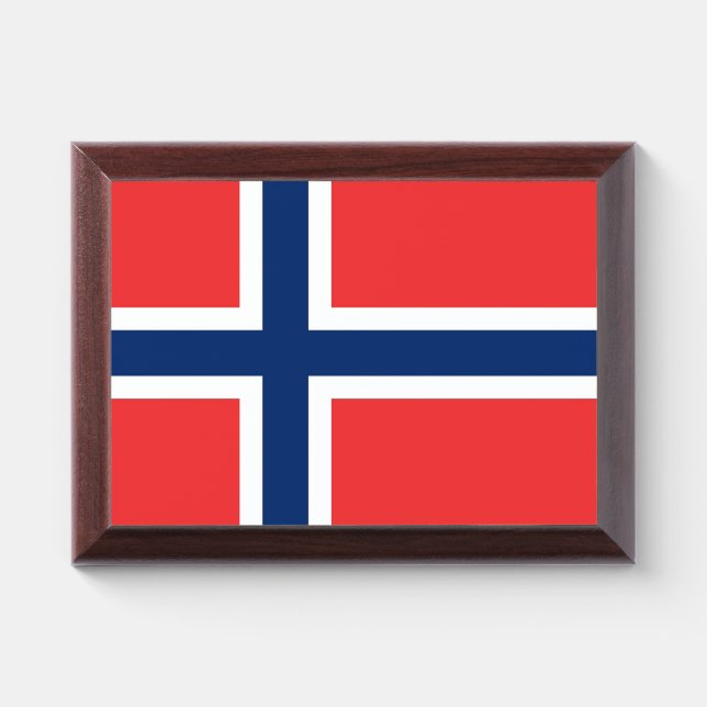Patriotic award plaque with flag of Norway (Horizontal)