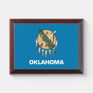 Patriotic award plaque with flag of Oklahoma