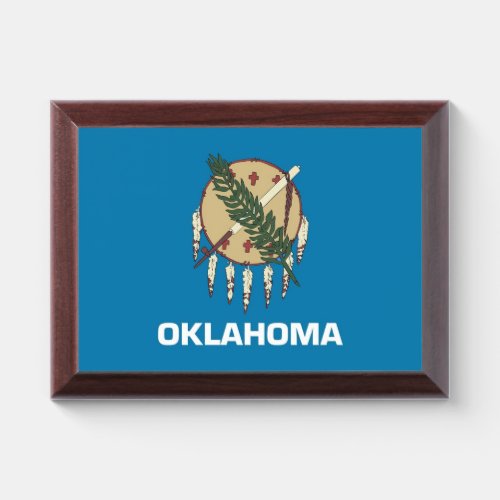 Patriotic award plaque with flag of Oklahoma