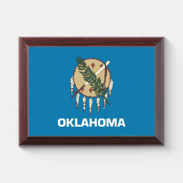 Patriotic award plaque with flag of Oklahoma (Horizontal)