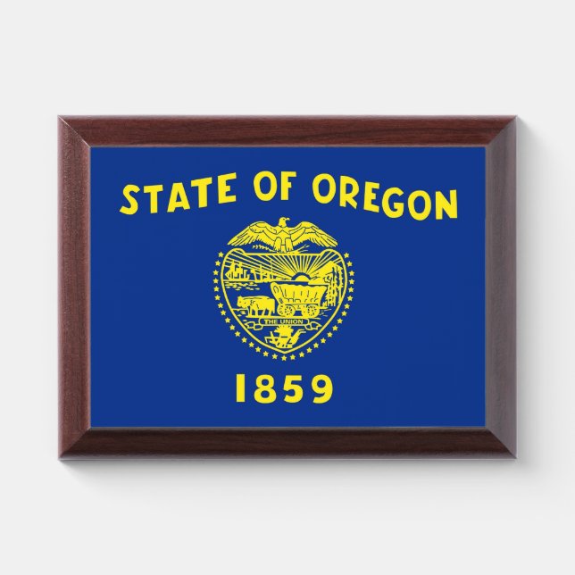 Patriotic award plaque with flag of Oregon (Horizontal)