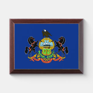 Patriotic award plaque with flag of Pennsylvania