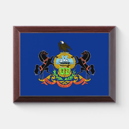 Patriotic award plaque with flag of Pennsylvania