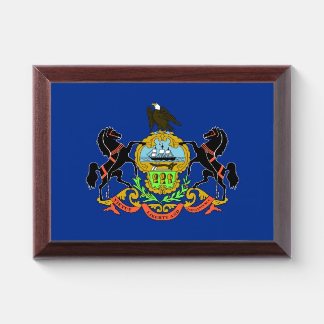 Patriotic award plaque with flag of Pennsylvania (Horizontal)