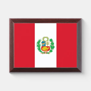 Patriotic award plaque with flag of Peru