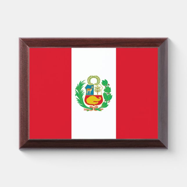 Patriotic award plaque with flag of Peru (Horizontal)